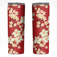 Hawaii Hibiscus Plumeria Red Skinny Tumbler Polynesian Pattern LT01 Red - Polynesian Pride