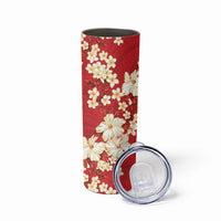 Hawaii Hibiscus Plumeria Red Skinny Tumbler Polynesian Pattern LT01 - Polynesian Pride