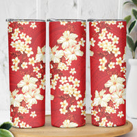Hawaii Hibiscus Plumeria Red Skinny Tumbler Polynesian Pattern LT01 - Polynesian Pride