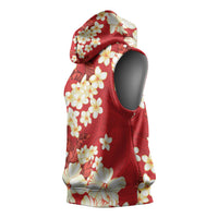 Hawaii Hibiscus Plumeria Red Sleeveless Hoodie Polynesian Pattern LT01 - Polynesian Pride