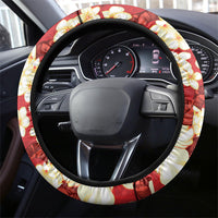 Hawaii Hibiscus Plumeria Red Steering Wheel Cover Polynesian Pattern LT01 - Polynesian Pride