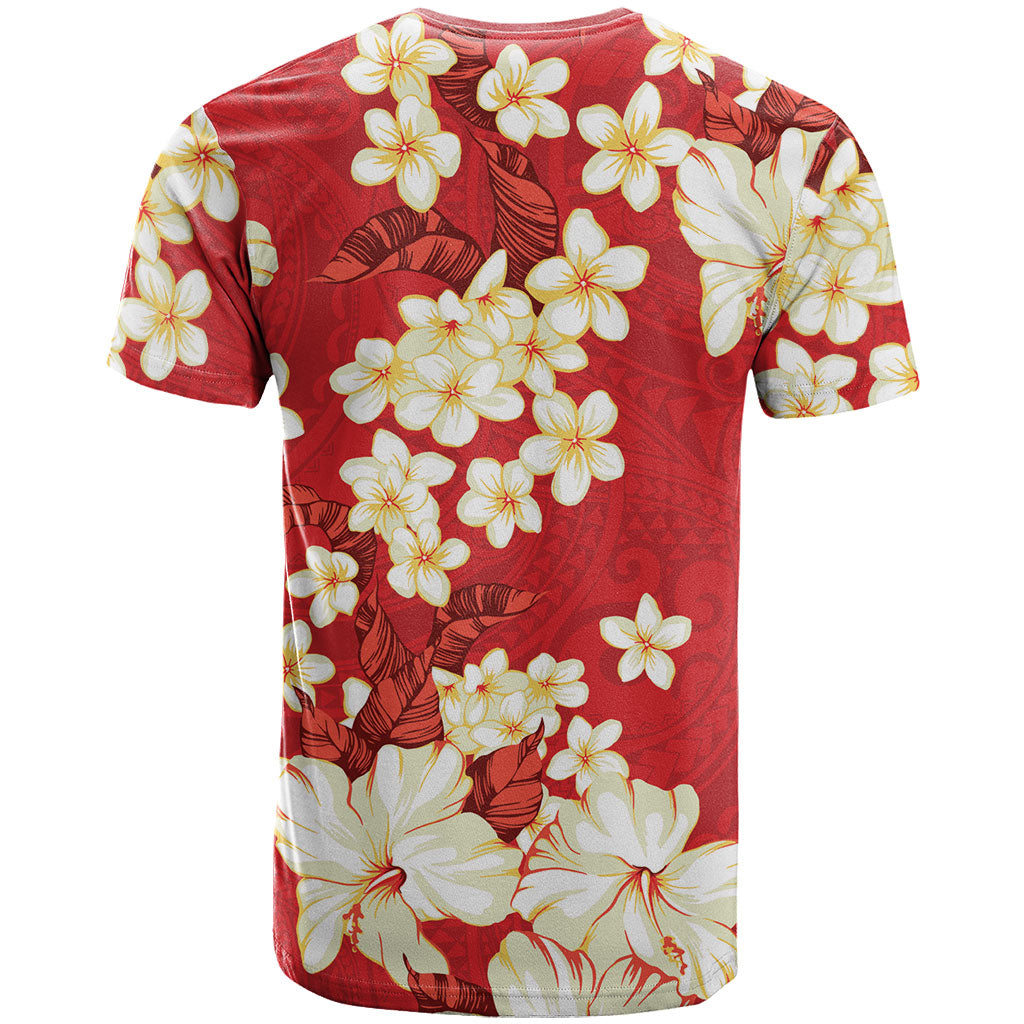 Hawaii Hibiscus Plumeria Red T Shirt Polynesian Pattern LT01 - Polynesian Pride