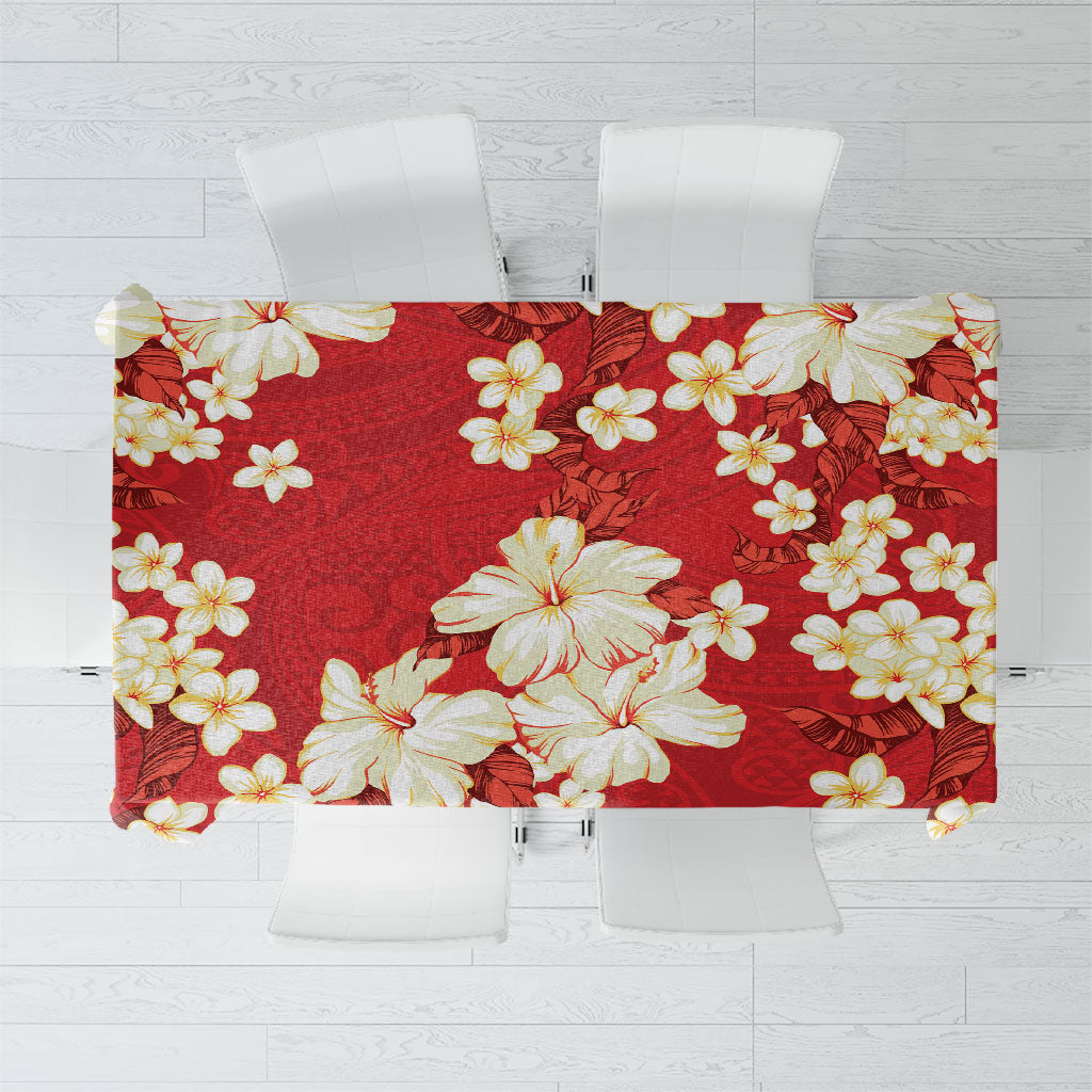Hawaii Hibiscus Plumeria Red Tablecloth Polynesian Pattern LT01 Red - Polynesian Pride