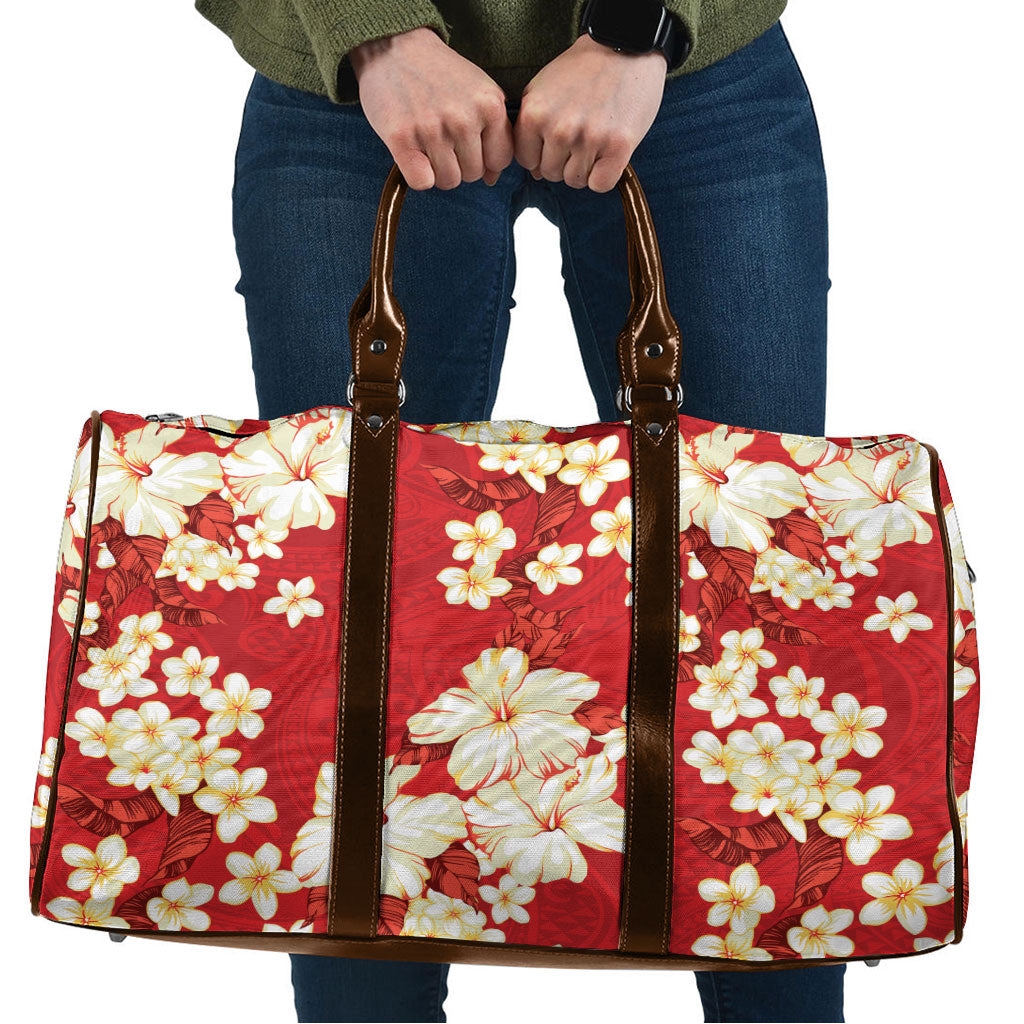 Hawaii Hibiscus Plumeria Red Travel Bag Polynesian Pattern LT01 Red - Polynesian Pride