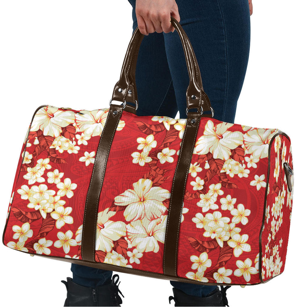 Hawaii Hibiscus Plumeria Red Travel Bag Polynesian Pattern LT01 - Polynesian Pride