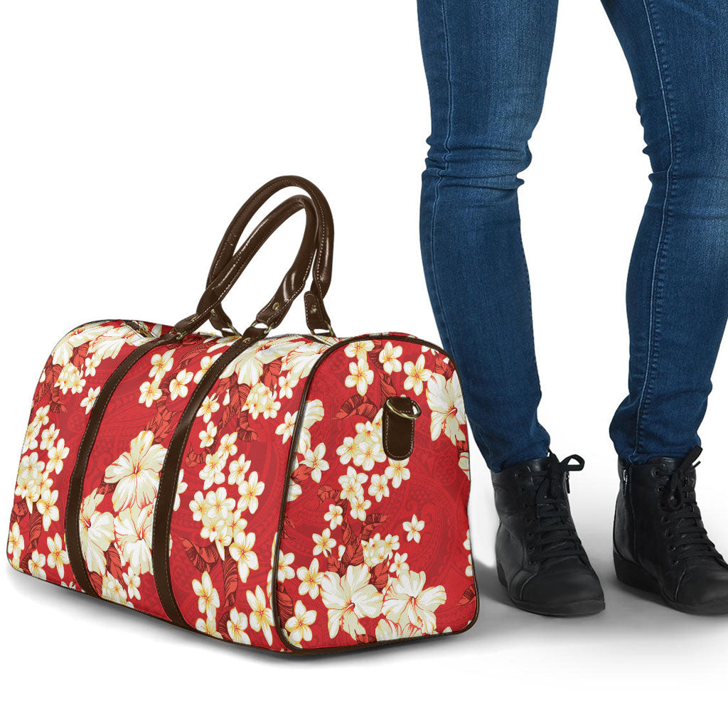 Hawaii Hibiscus Plumeria Red Travel Bag Polynesian Pattern LT01 - Polynesian Pride