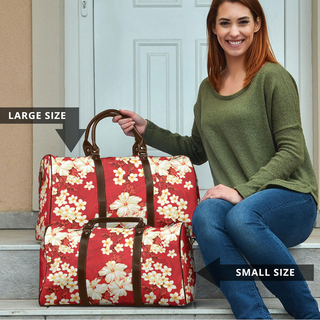 Hawaii Hibiscus Plumeria Red Travel Bag Polynesian Pattern LT01 - Polynesian Pride