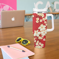 Hawaii Hibiscus Plumeria Red Tumbler With Handle Polynesian Pattern LT01 - Polynesian Pride