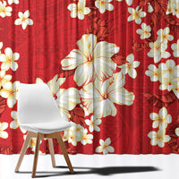 Hawaii Hibiscus Plumeria Red Window Curtain Polynesian Pattern LT01 - Polynesian Pride