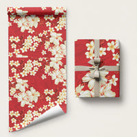 Hawaii Hibiscus Plumeria Red Wrapping Paper Polynesian Pattern LT01 58" × 23" Red - Polynesian Pride