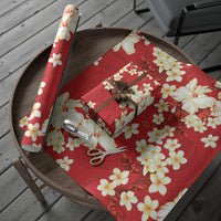 Hawaii Hibiscus Plumeria Red Wrapping Paper Polynesian Pattern LT01 - Polynesian Pride