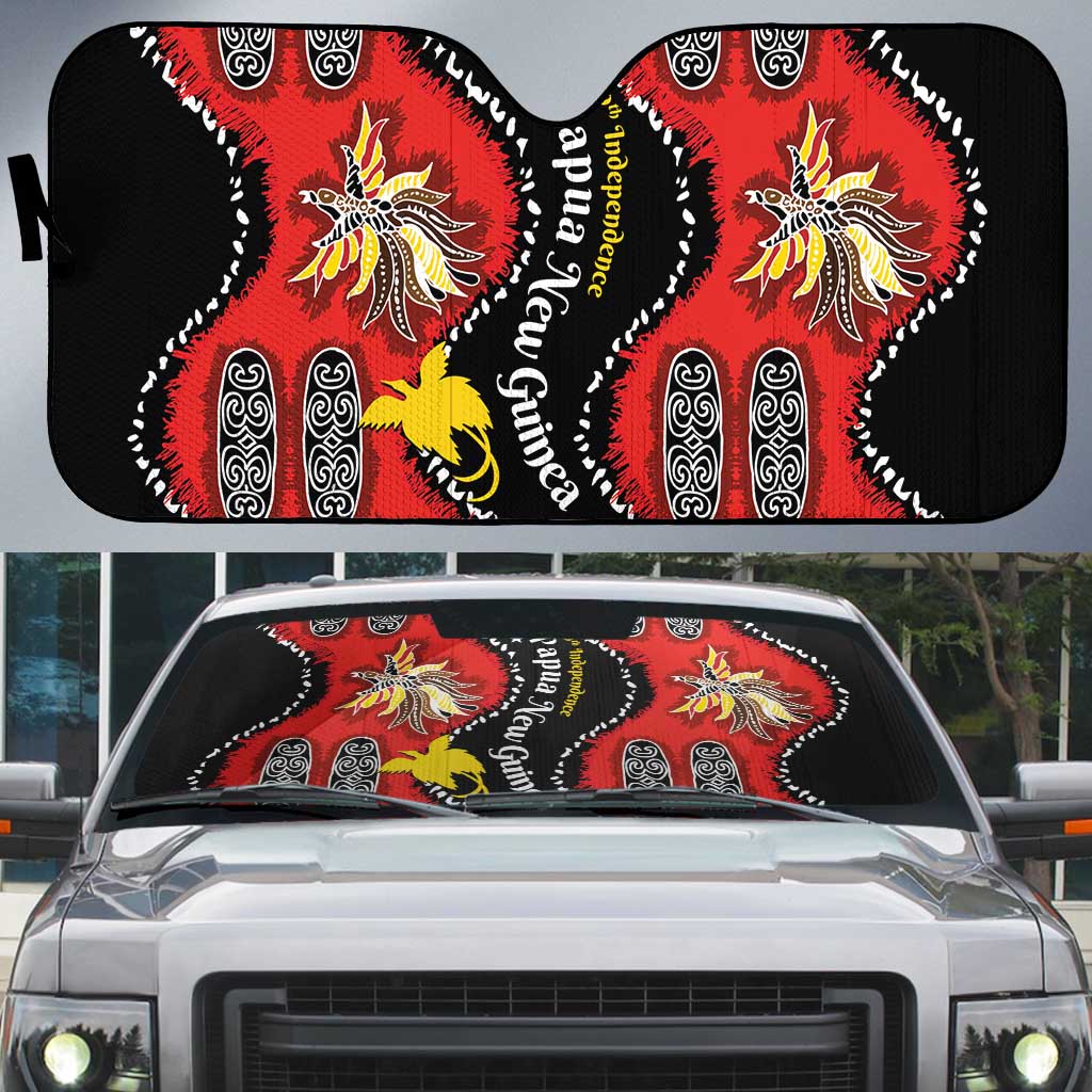 Papua New Guinea 50th Independence Auto Sun Shade PNG Batik Pattern - Polynesian Pride