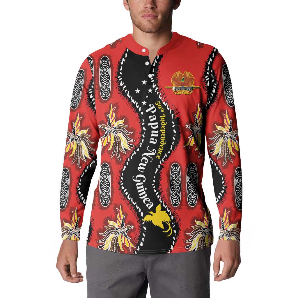 Papua New Guinea 50th Independence Button Sweatshirt PNG Batik Pattern LT01 - Polynesian Pride