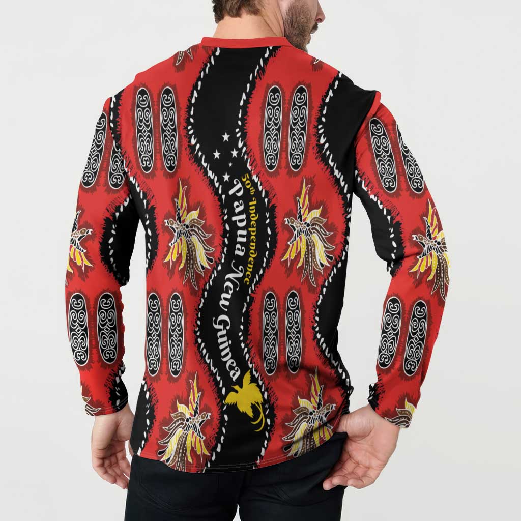 Papua New Guinea 50th Independence Button Sweatshirt PNG Batik Pattern LT01 - Polynesian Pride