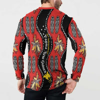 Papua New Guinea 50th Independence Button Sweatshirt PNG Batik Pattern LT01 - Polynesian Pride