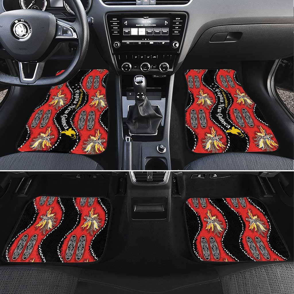 Papua New Guinea 50th Independence Car Mats PNG Batik Pattern LT01 Set 4pcs Red - Polynesian Pride