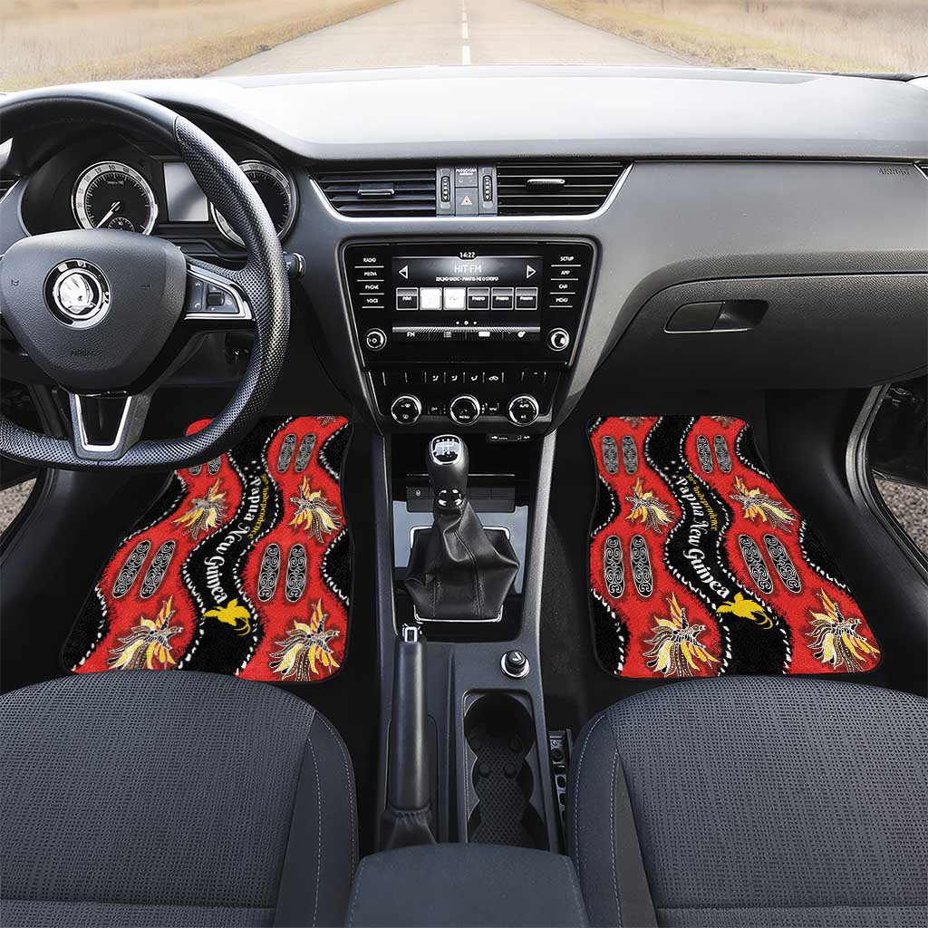 Papua New Guinea 50th Independence Car Mats PNG Batik Pattern LT01 Set 2pcs - Front Red - Polynesian Pride
