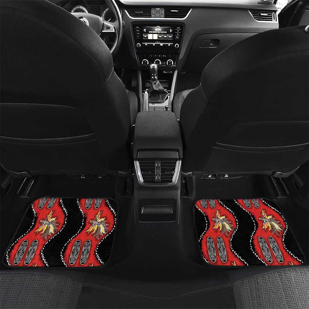 Papua New Guinea 50th Independence Car Mats PNG Batik Pattern LT01 Set 2pcs - Back Red - Polynesian Pride