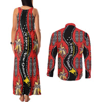 Papua New Guinea 50th Independence Couples Matching Tank Maxi Dress and Long Sleeve Button Shirt PNG Batik Pattern LT01 - Polynesian Pride