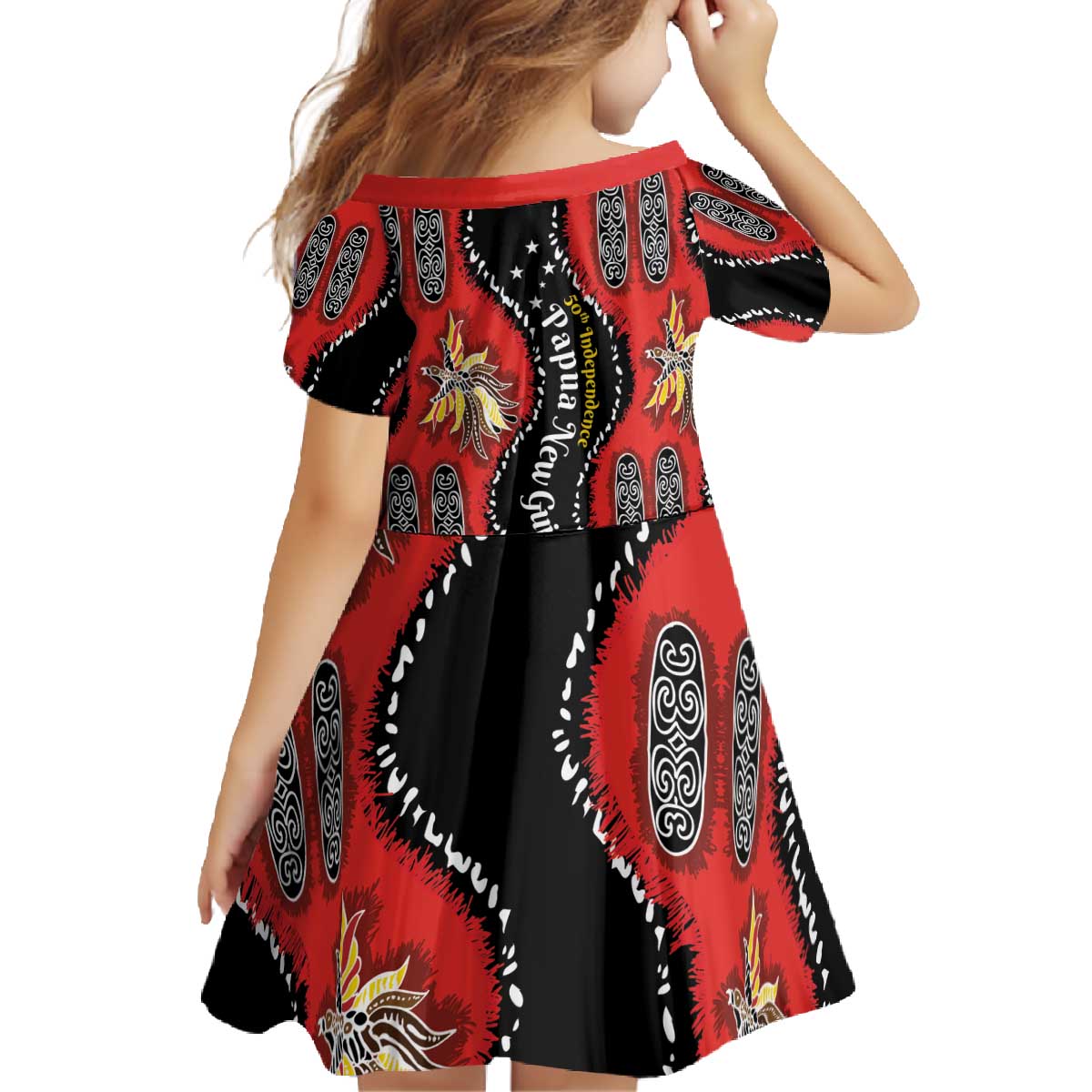 Papua New Guinea 50th Independence Family Matching Off The Shoulder Long Sleeve Dress and Hawaiian Shirt PNG Batik Pattern - Polynesian Pride