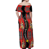 Papua New Guinea 50th Independence Family Matching Off Shoulder Maxi Dress and Hawaiian Shirt PNG Batik Pattern - Polynesian Pride
