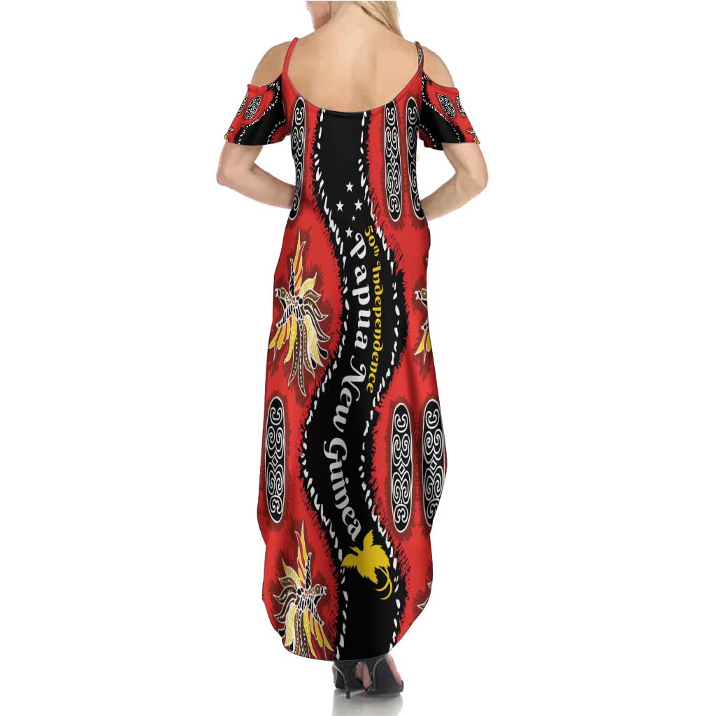 Papua New Guinea 50th Independence Family Matching Summer Maxi Dress and Hawaiian Shirt PNG Batik Pattern - Polynesian Pride