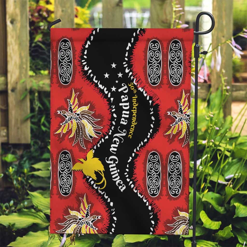 Papua New Guinea 50th Independence Garden Flag PNG Batik Pattern - Polynesian Pride