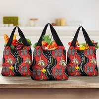 Papua New Guinea 50th Independence Grocery Bag PNG Batik Pattern LT01 3-pack One Size Red - Polynesian Pride