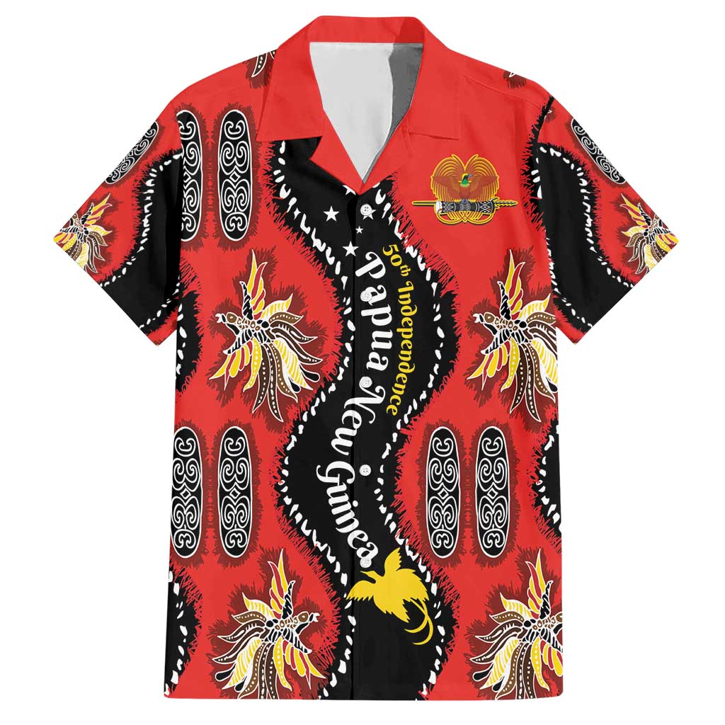 Papua New Guinea 50th Independence Hawaiian Shirt PNG Batik Pattern LT01 Red - Polynesian Pride