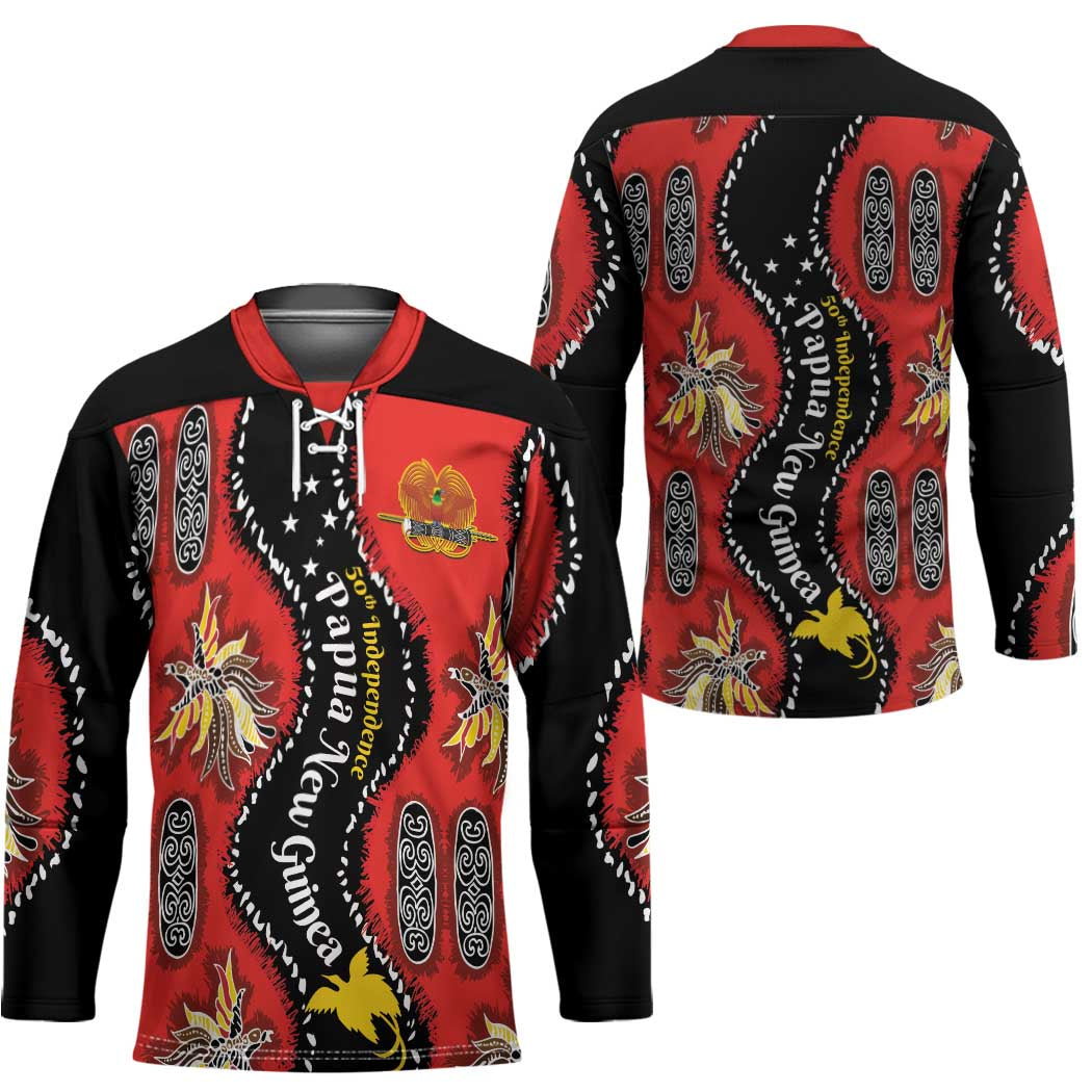 Papua New Guinea 50th Independence Hockey Jersey PNG Batik Pattern - Polynesian Pride