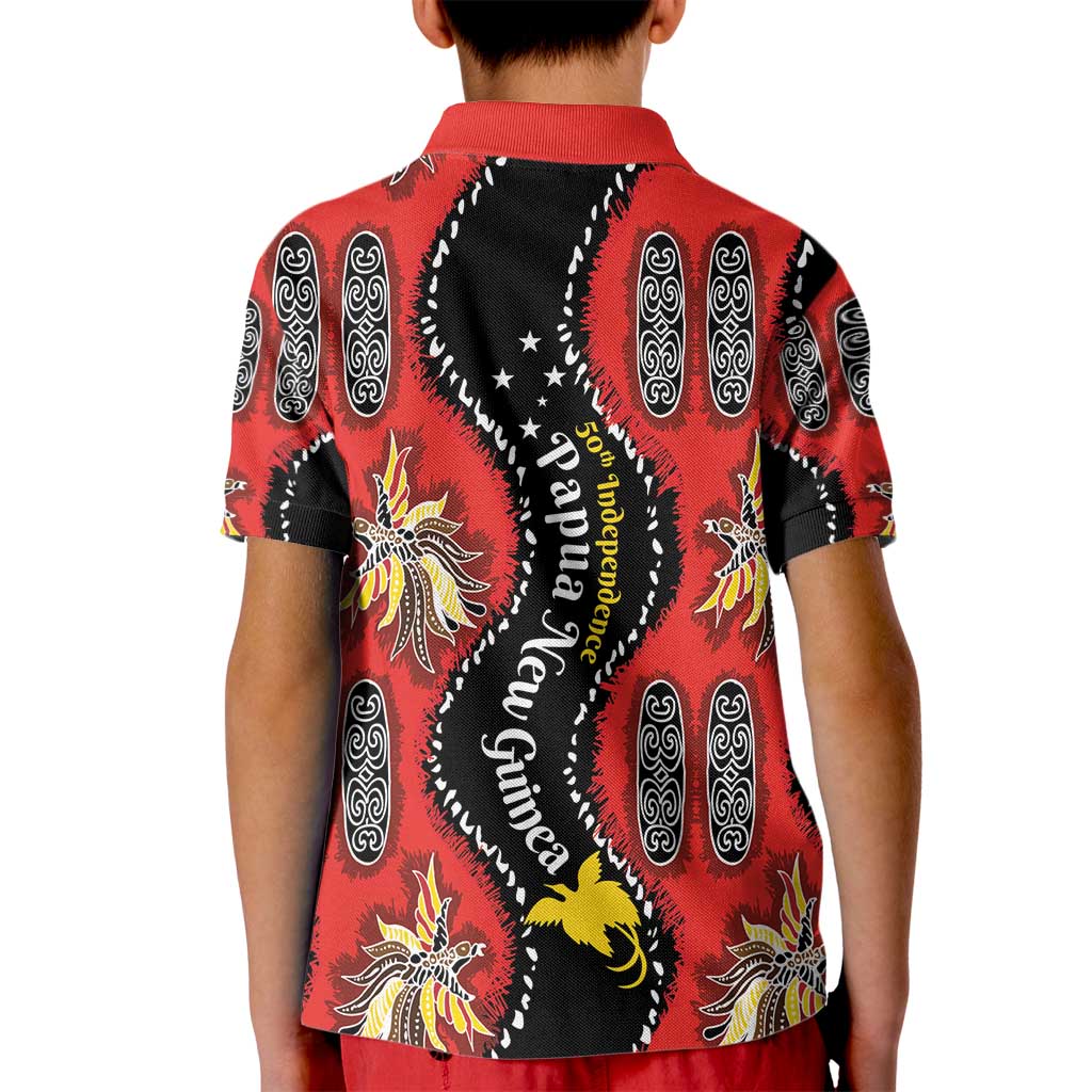 Papua New Guinea 50th Independence Kid Polo Shirt PNG Batik Pattern - Polynesian Pride