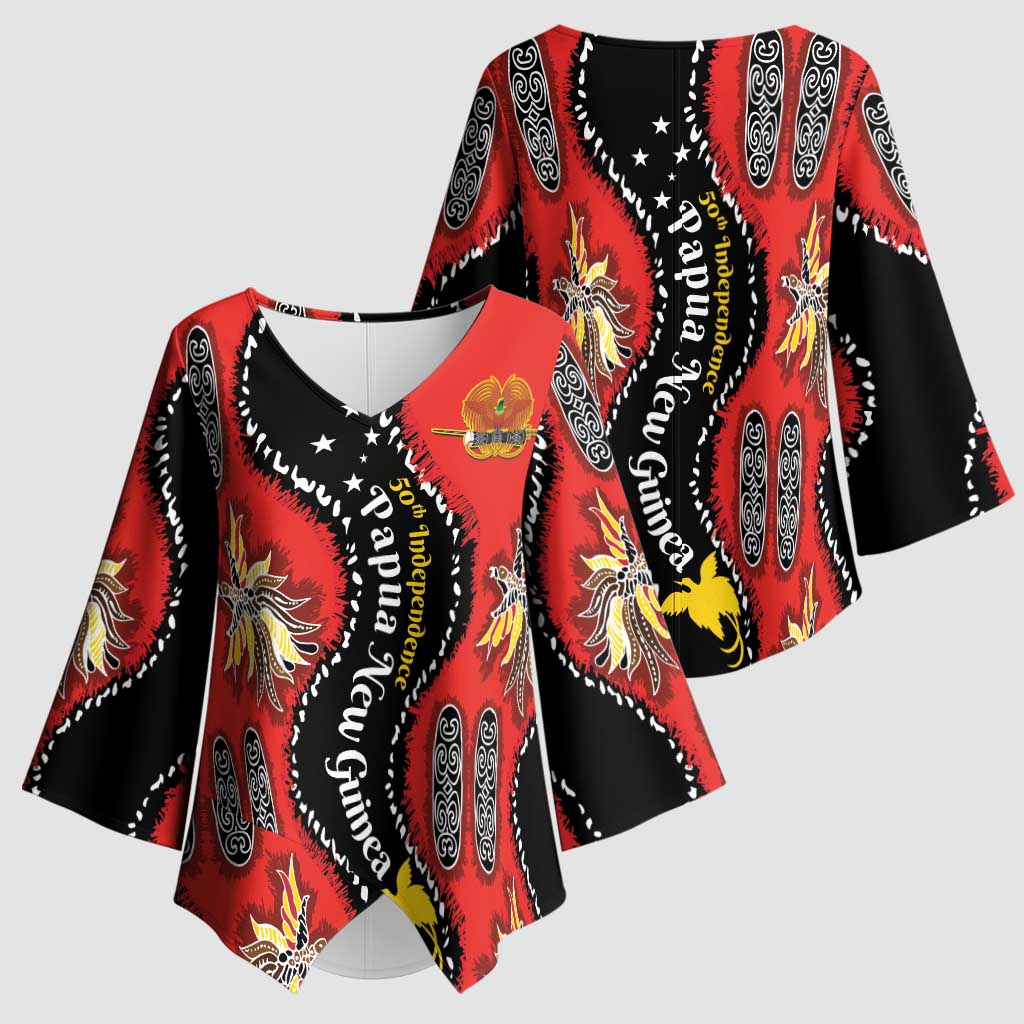 Papua New Guinea 50th Independence Kimono Sleeve Blouse PNG Batik Pattern LT01 - Polynesian Pride