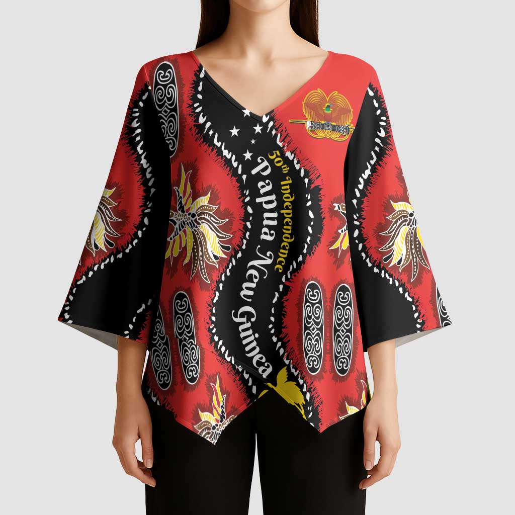 Papua New Guinea 50th Independence Kimono Sleeve Blouse PNG Batik Pattern LT01 - Polynesian Pride