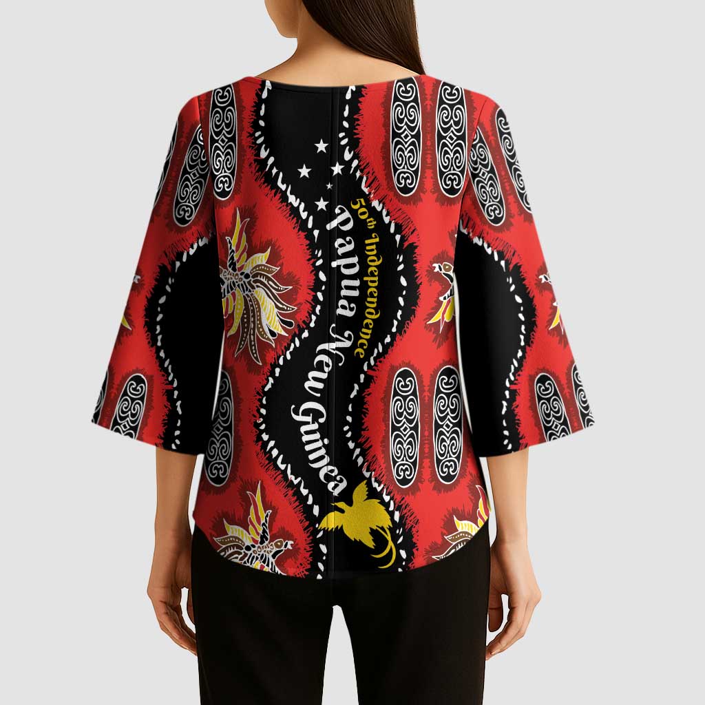 Papua New Guinea 50th Independence Kimono Sleeve Blouse PNG Batik Pattern LT01 - Polynesian Pride