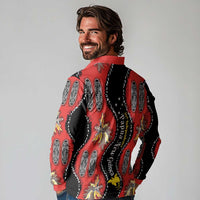 Papua New Guinea 50th Independence Long Sleeve Polo Shirt PNG Batik Pattern LT01 - Polynesian Pride
