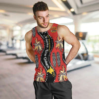 Papua New Guinea 50th Independence Men Tank Top PNG Batik Pattern LT01 Red - Polynesian Pride