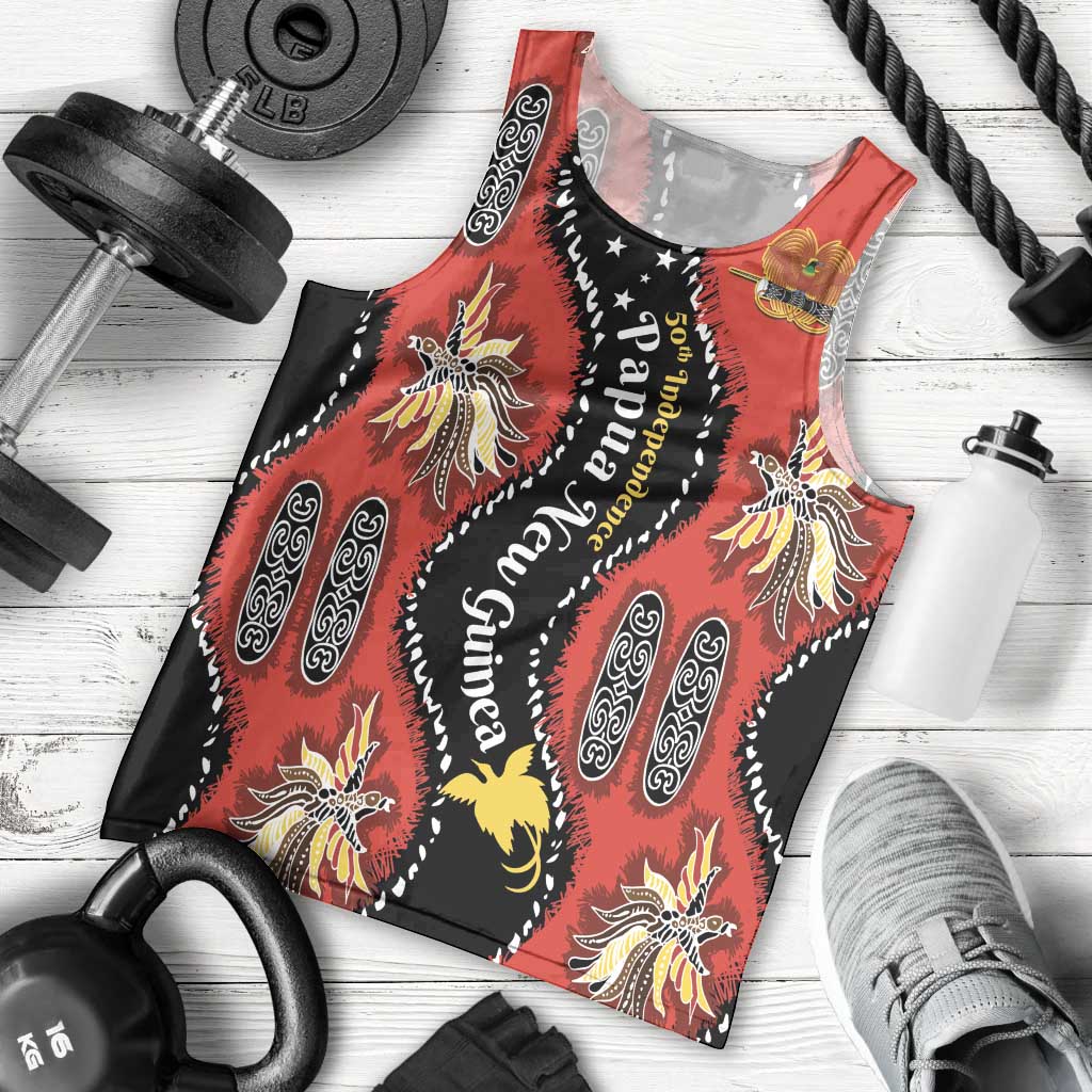 Papua New Guinea 50th Independence Men Tank Top PNG Batik Pattern LT01 - Polynesian Pride