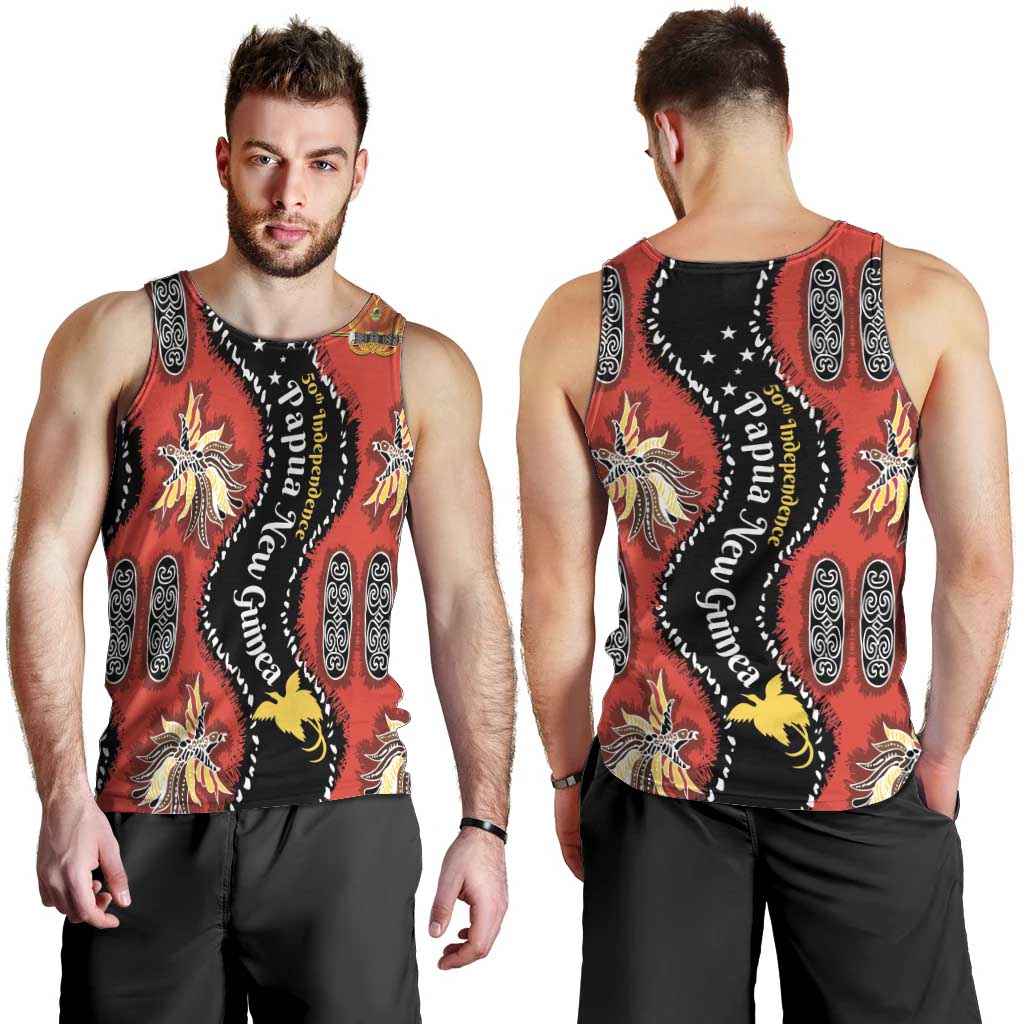 Papua New Guinea 50th Independence Men Tank Top PNG Batik Pattern LT01 - Polynesian Pride