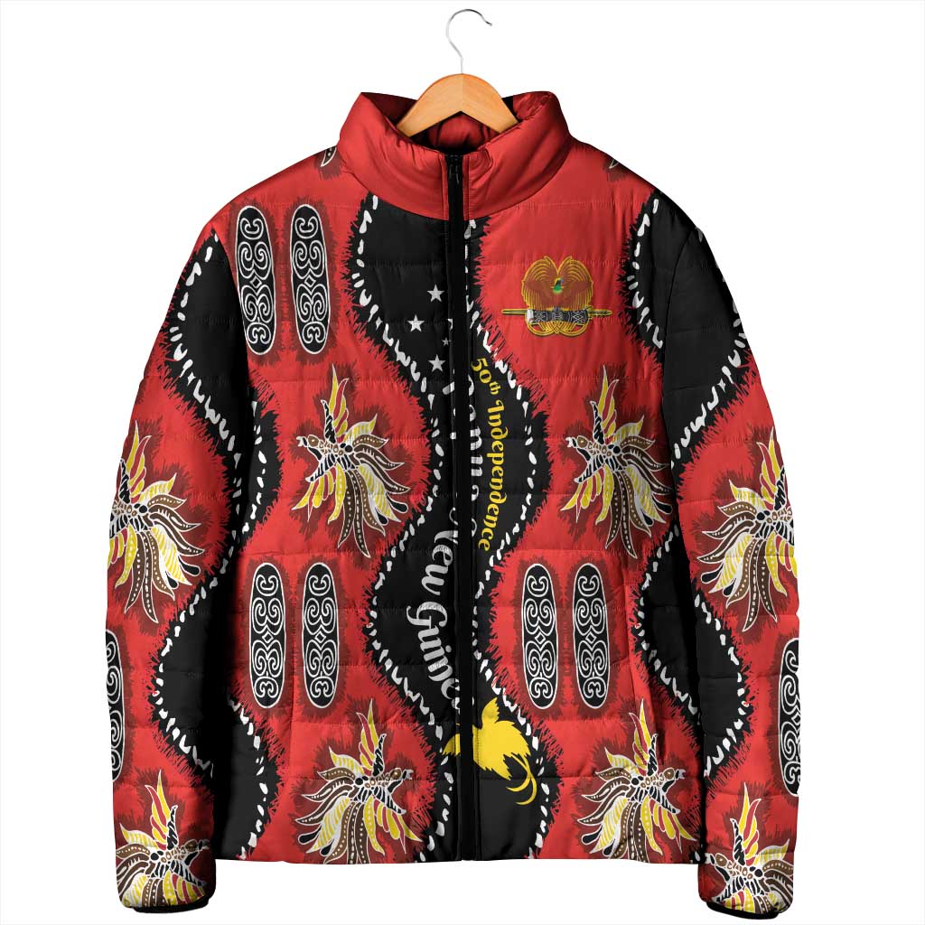 Papua New Guinea 50th Independence Padded Jacket PNG Batik Pattern LT01 - Polynesian Pride