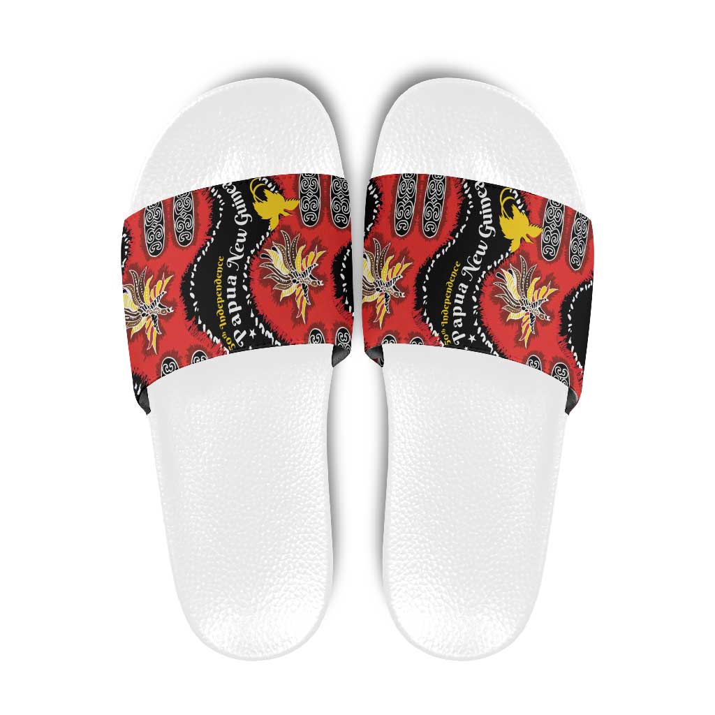 Papua New Guinea 50th Independence Slide Sandals PNG Batik Pattern - Polynesian Pride