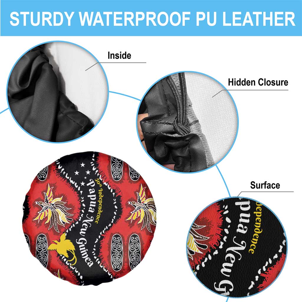 Papua New Guinea 50th Independence Spare Tire Cover PNG Batik Pattern - Polynesian Pride