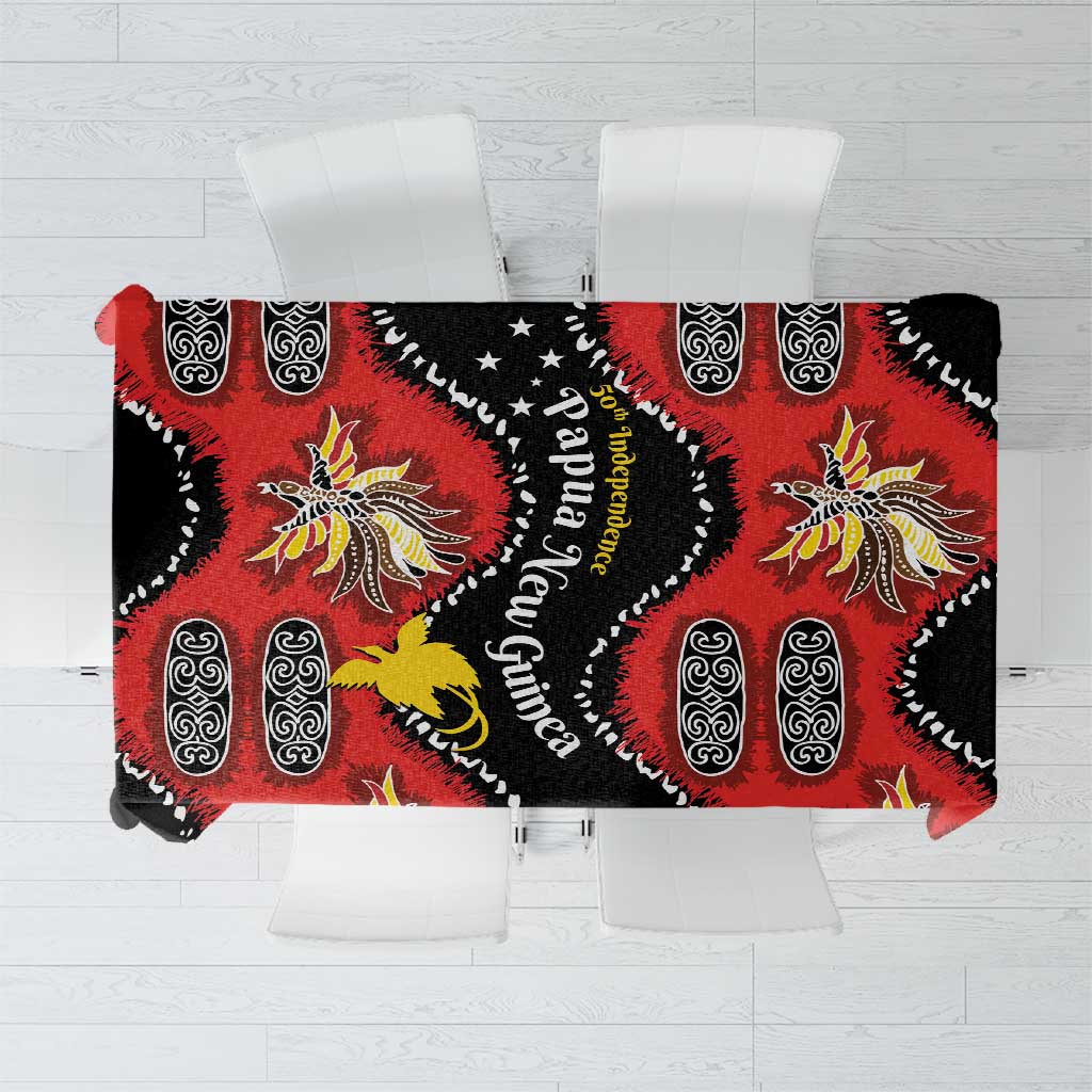 Papua New Guinea 50th Independence Tablecloth PNG Batik Pattern LT01 Red - Polynesian Pride