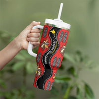 Papua New Guinea 50th Independence Tumbler With Handle PNG Batik Pattern - Polynesian Pride