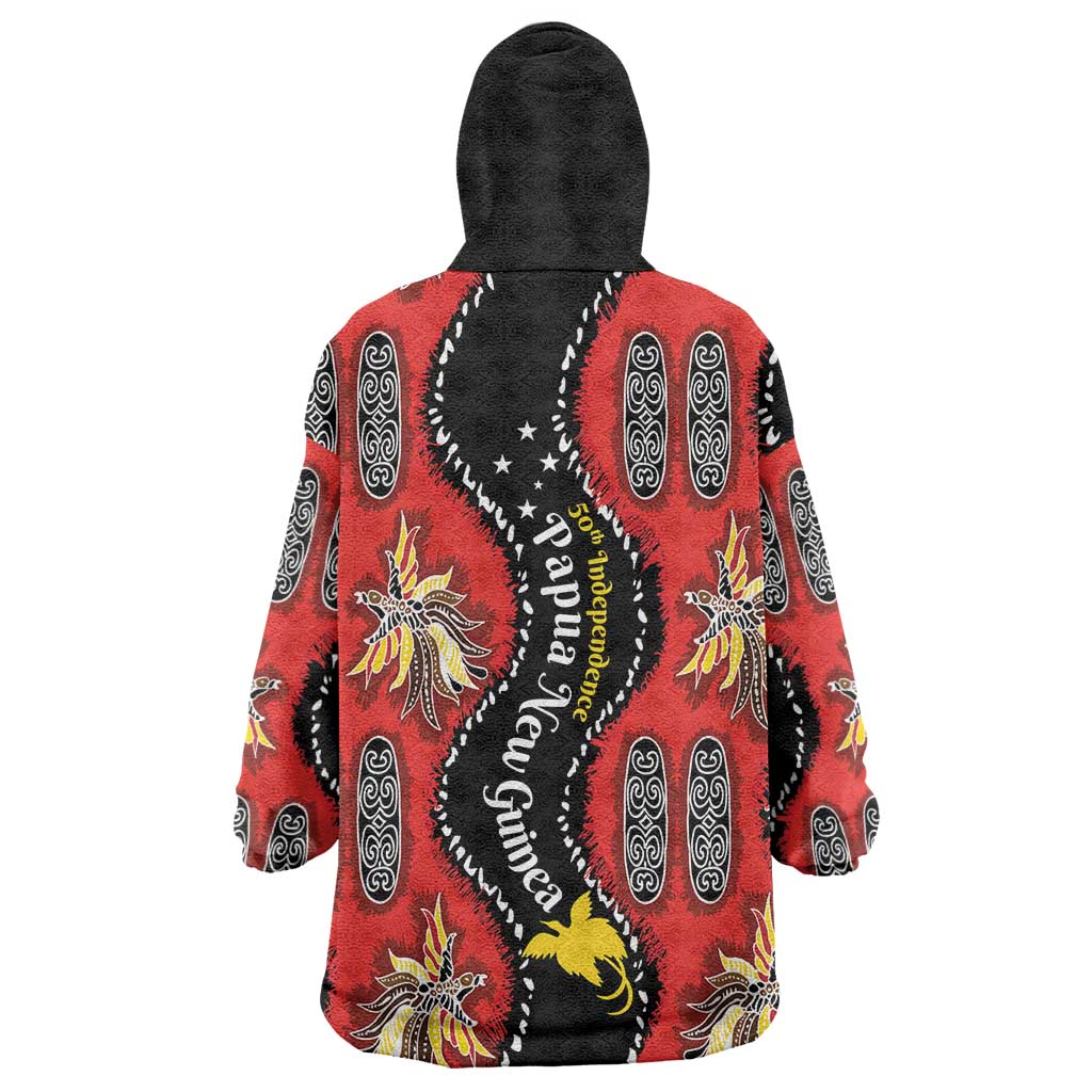 Papua New Guinea 50th Independence Wearable Blanket Hoodie PNG Batik Pattern LT01 - Polynesian Pride