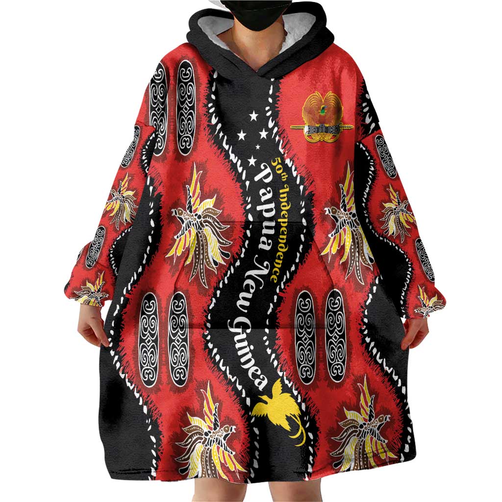 Papua New Guinea 50th Independence Wearable Blanket Hoodie PNG Batik Pattern LT01 - Polynesian Pride