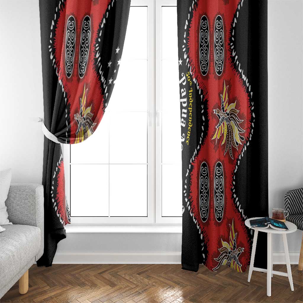 Papua New Guinea 50th Independence Window Curtain PNG Batik Pattern - Polynesian Pride
