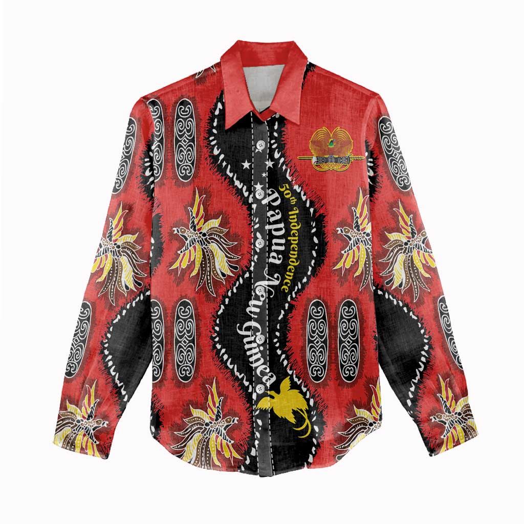 Papua New Guinea 50th Independence Women Casual Shirt PNG Batik Pattern - Polynesian Pride