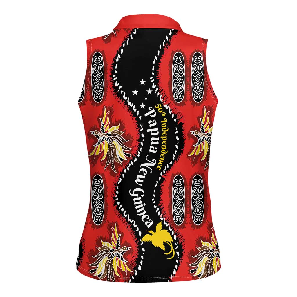 Papua New Guinea 50th Independence Women Sleeveless Polo Shirt PNG Batik Pattern LT01 - Polynesian Pride