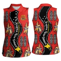 Papua New Guinea 50th Independence Women Sleeveless Polo Shirt PNG Batik Pattern LT01 - Polynesian Pride