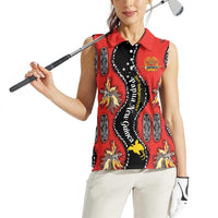 Papua New Guinea 50th Independence Women Sleeveless Polo Shirt PNG Batik Pattern LT01 - Polynesian Pride